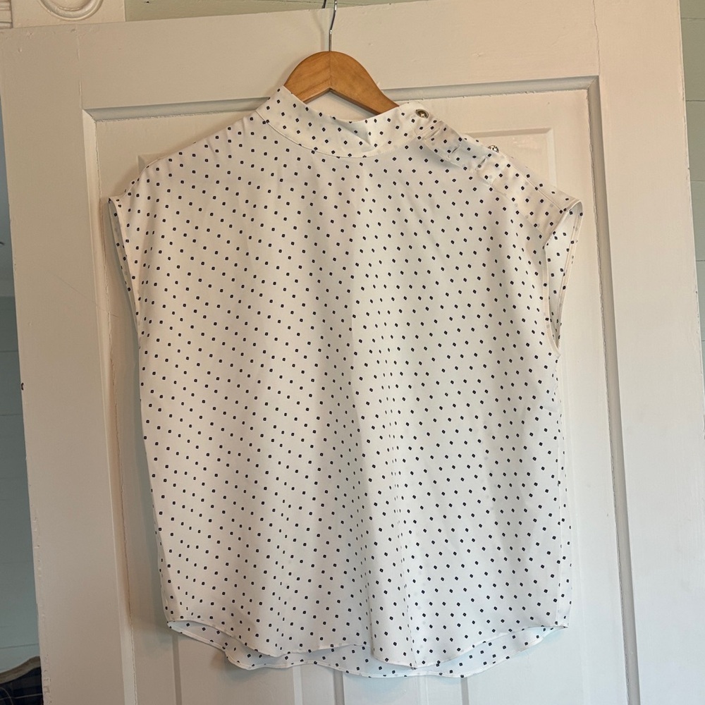 Ann Taylor White and Black Polka Dot Blouse